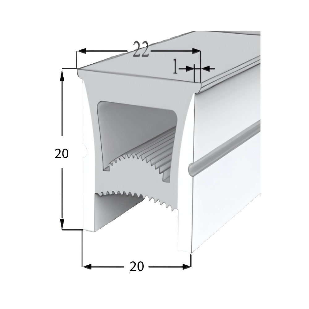 4262543212166 - LED Neon Tube 20×20 mm – Silikonhülle zum Einbauen für LED-Streifen